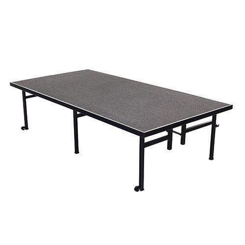 AmTab Fixed Height Stage - Carpet Top - 48"W x 96"L x 32"H Black Metal Frame, Charcoal Carpet (AMT-QUICK-ST4832C-CHARCB) - SchoolOutlet