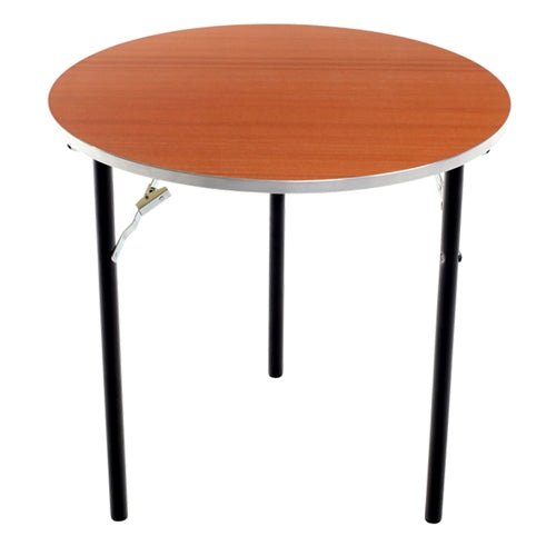 AmTab Folding Table - Plywood Stained and Sealed - Aluminum Edge - Round - 72" Diameter x 29"H (AmTab AMT-R72PA) - SchoolOutlet