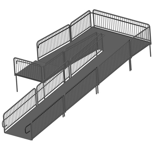 AmTab Stage Ramp - ADA Compliant - 32" Rise - Option 3 (AmTab AMT-RAMP32 - Option 3) - SchoolOutlet