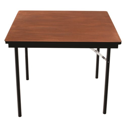 AmTab Folding Table - Plywood Stained and Sealed - Vinyl T-Molding Edge - Square - 30"W x 30"L x 29"H (AmTab AMT-SQ30PM) - SchoolOutlet