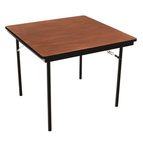 AmTab Folding Table - Plywood Stained and Sealed - Vinyl T-Molding Edge - Square - 30"W x 30"L x 29"H (AmTab AMT-SQ30PM) - SchoolOutlet