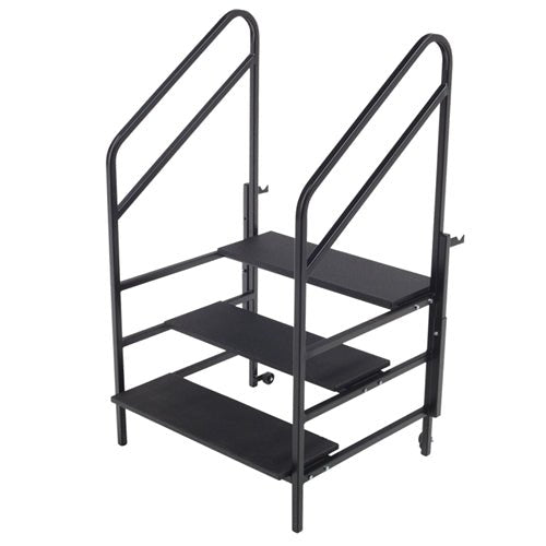 AmTab Three Steps with Handrails (8"H + 16"H + 24"H Steps) - 36"W x 45"L x 63"H (AmTab AMT-STP3) - SchoolOutlet