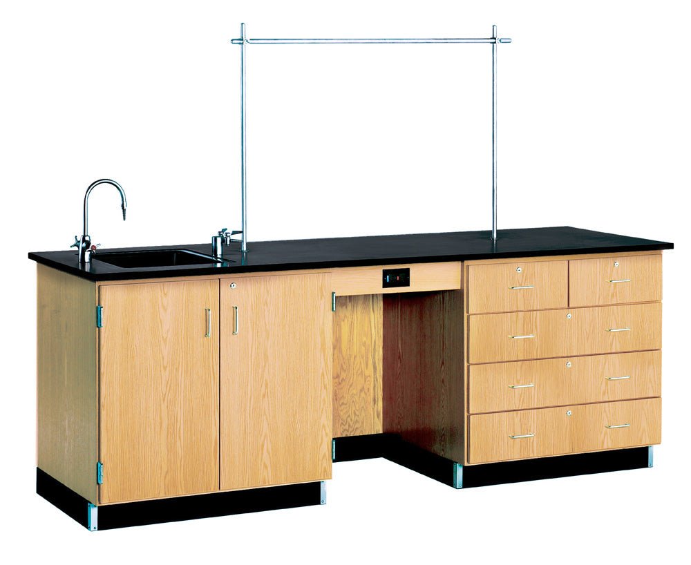 Diversified Woodcrafts 8' Instructor's Desk with Sink - Epoxy Resin Top - 96"W x 30"D (Diversified Woodcrafts DIV-1116K) - SchoolOutlet