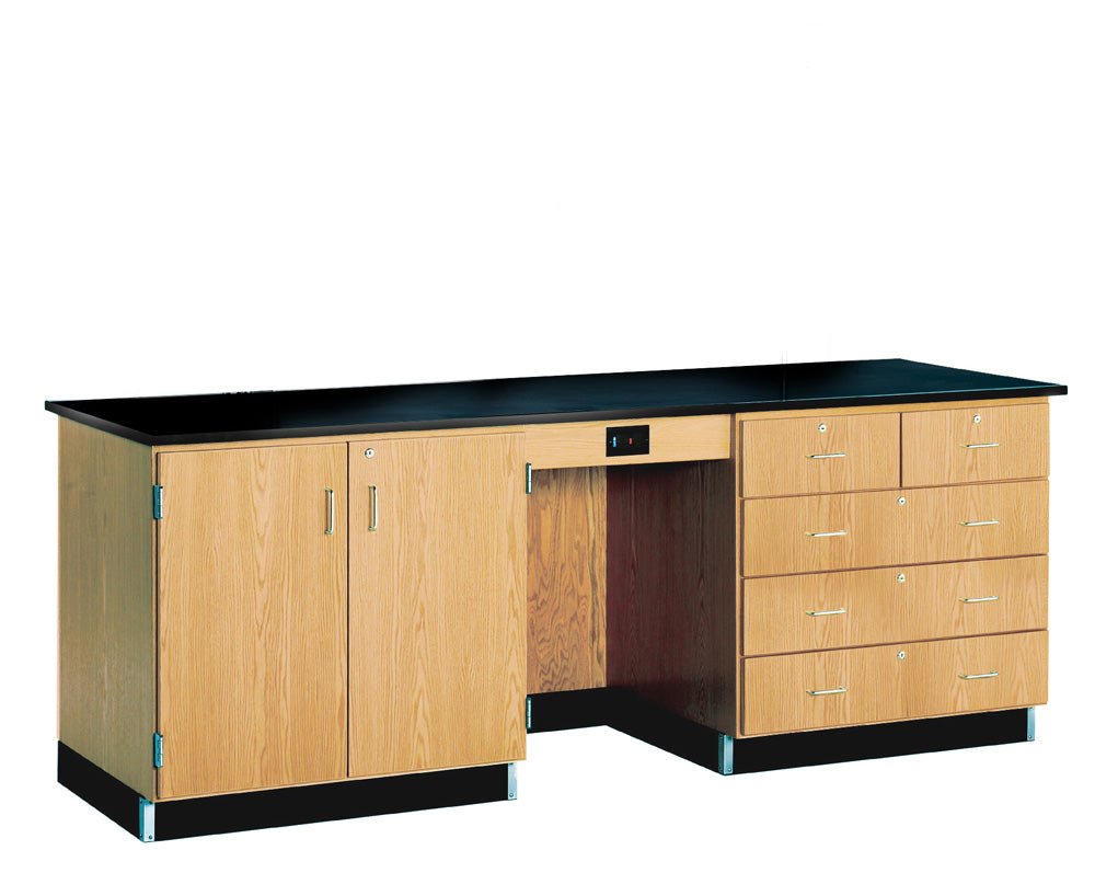 Diversified Woodcrafts 8' Instructor's Desk with Flat Top - Epoxy Resin Top - 96"W x 30"D (Diversified Woodcrafts DIV-1116KF) - SchoolOutlet