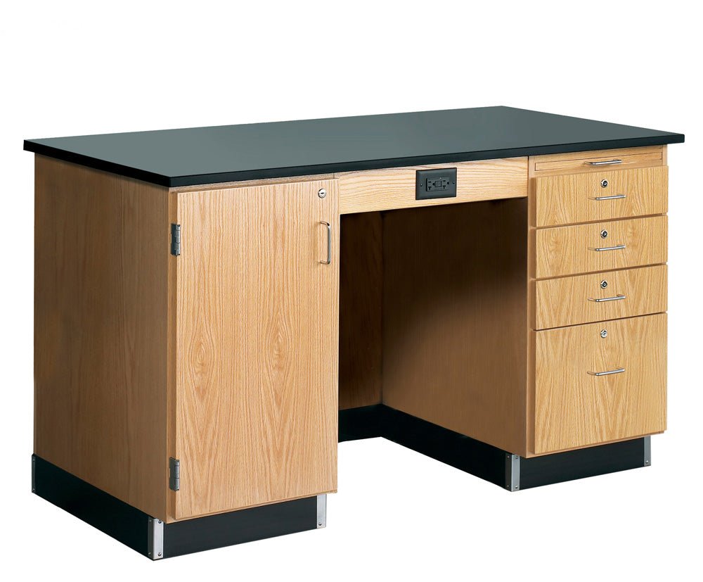 Diversified Woodcrafts 5' Instructor's Desk w/ Cabinet on Left Side - Phenolic Resin Top - 60"W x 30"D (Diversified Woodcrafts DIV-1214KF-L) - SchoolOutlet