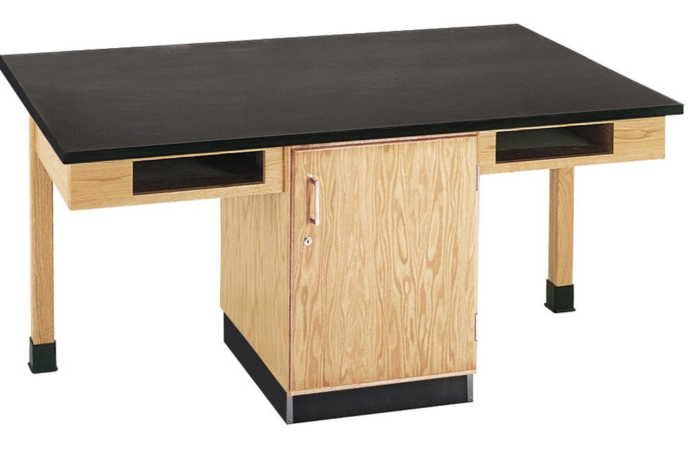 Diversified Woodcrafts 4 Station Table w/ Door & Book Compartments - 66"W x 42"D - SchoolOutlet