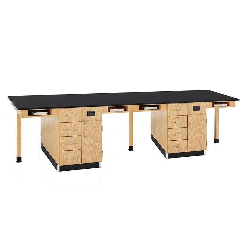 Diversified Woodcrafts Eight Station Service w/ Door & Drawers - Solid Phenolic Resin Top - 132" W x 48" D - SchoolOutlet