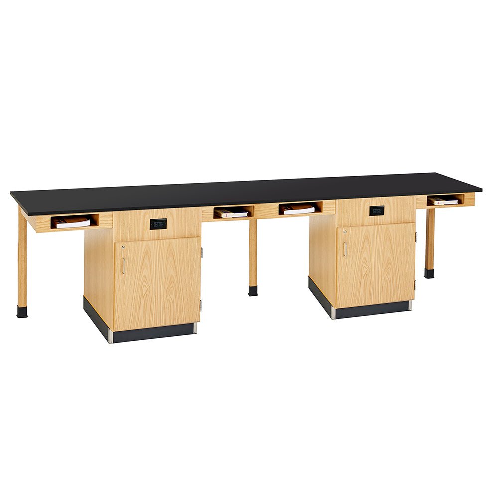 Diversified Woodcrafts Four Station Service w/ Door - Solid Phenolic Resin Top - 132" W x 30" D - SchoolOutlet