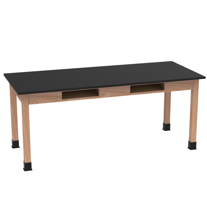 Diversified Woodcrafts Science Table w/ Book Compartment - 72" W x 30" D - Solid Oak Frame and Adjustable Glides - SchoolOutlet