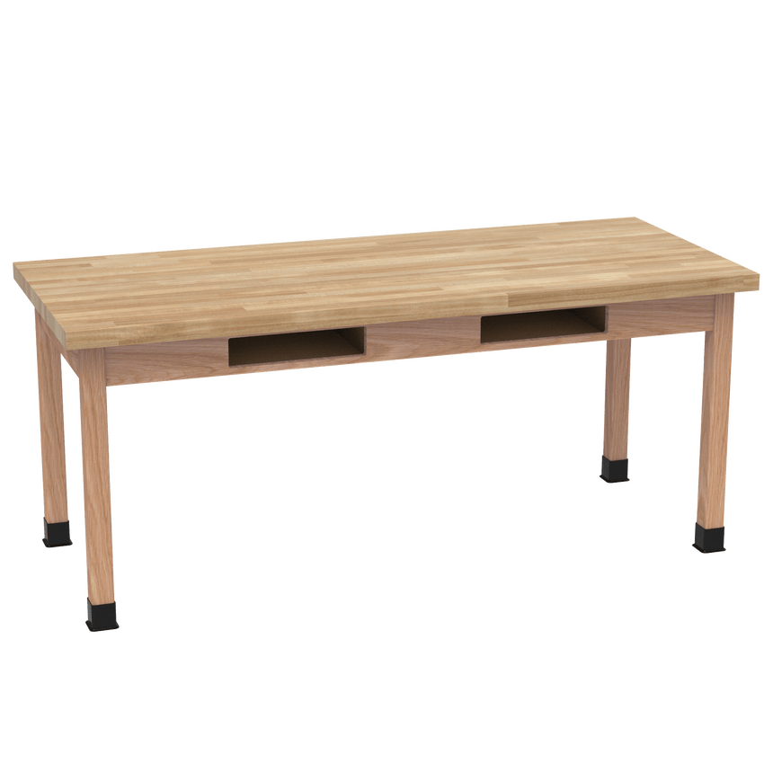 Diversified Woodcrafts Science Table w/ Book Compartment - 72" W x 30" D - Solid Oak Frame and Adjustable Glides - SchoolOutlet
