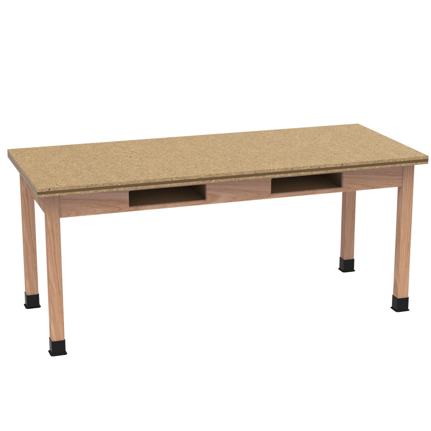 Diversified Woodcrafts Science Table w/ Book Compartment - 72" W x 30" D - Solid Oak Frame and Adjustable Glides - SchoolOutlet