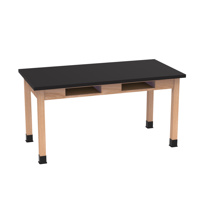 Diversified Woodcrafts Science Table w/ Book Compartment - 48" W x 36" D - Solid Oak Frame and Adjustable Glides - SchoolOutlet