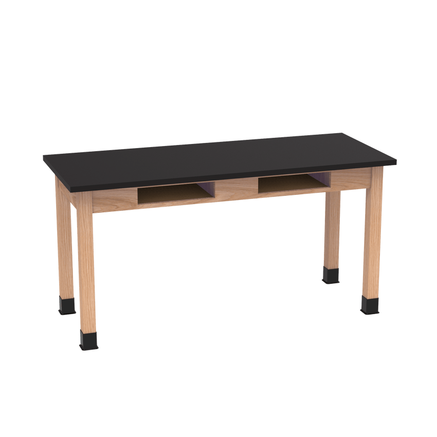 Diversified Woodcrafts Science Table w/ Book Compartment - 60" W x 21" D - Solid Oak Frame and Adjustable Glides - SchoolOutlet