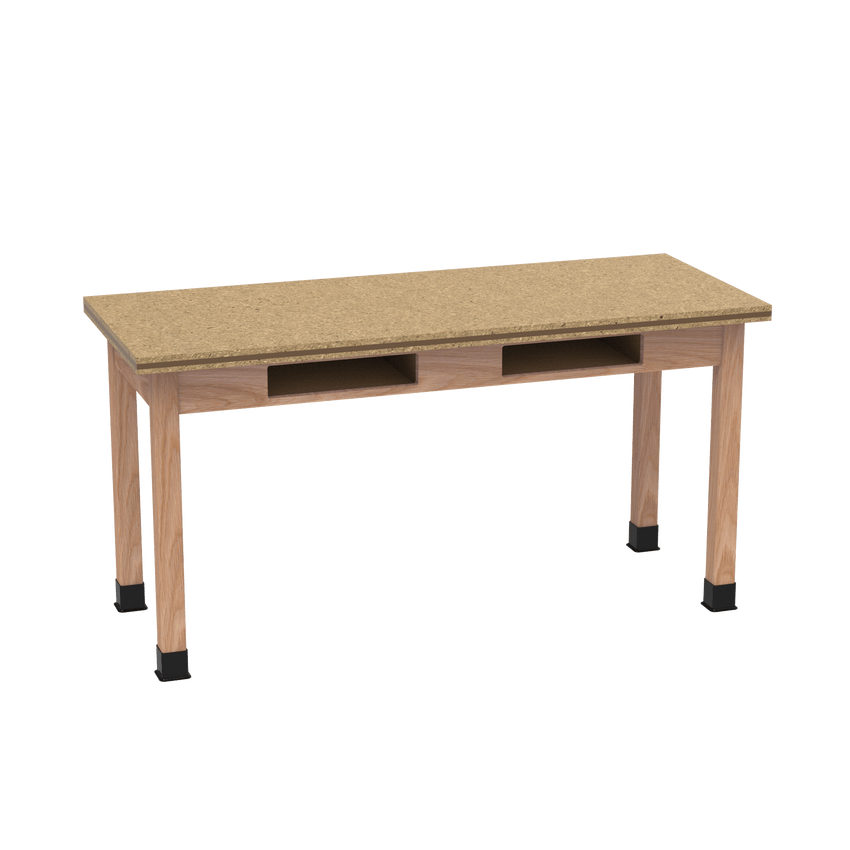 Diversified Woodcrafts Science Table w/ Book Compartment - 60" W x 21" D - Solid Oak Frame and Adjustable Glides - SchoolOutlet