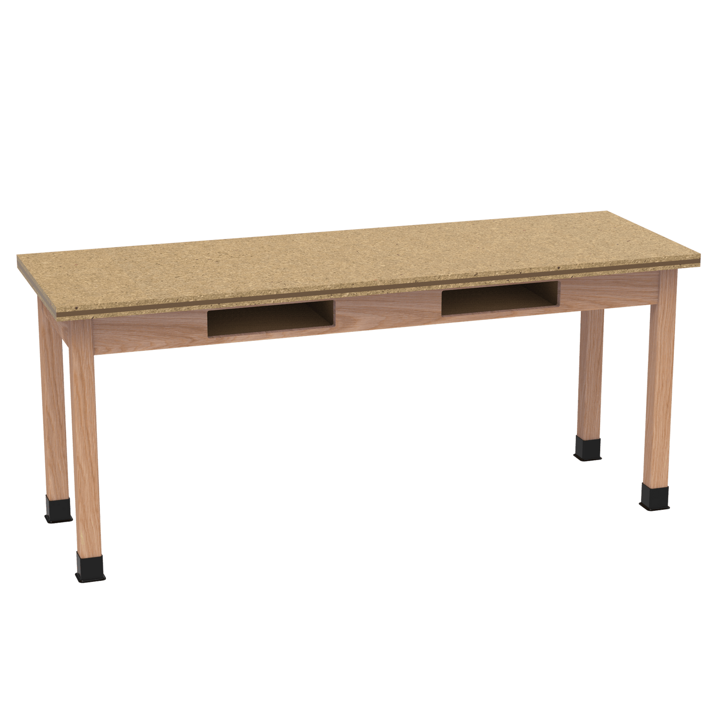 Diversified Woodcrafts Science Table w/ Book Compartment - 72" W x 21" D - Solid Oak Frame and Adjustable Glides - SchoolOutlet