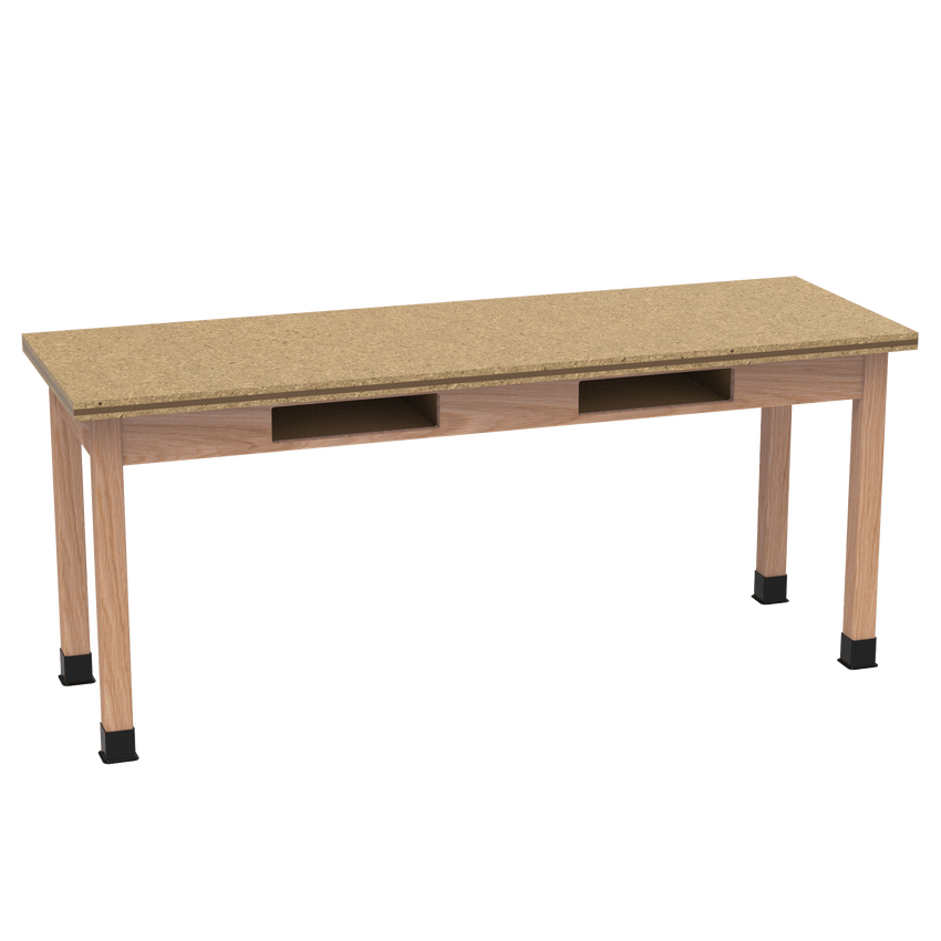 Diversified Woodcrafts Science Table w/ Book Compartment - 72" W x 24" D - Solid Oak Frame and Adjustable Glides - SchoolOutlet