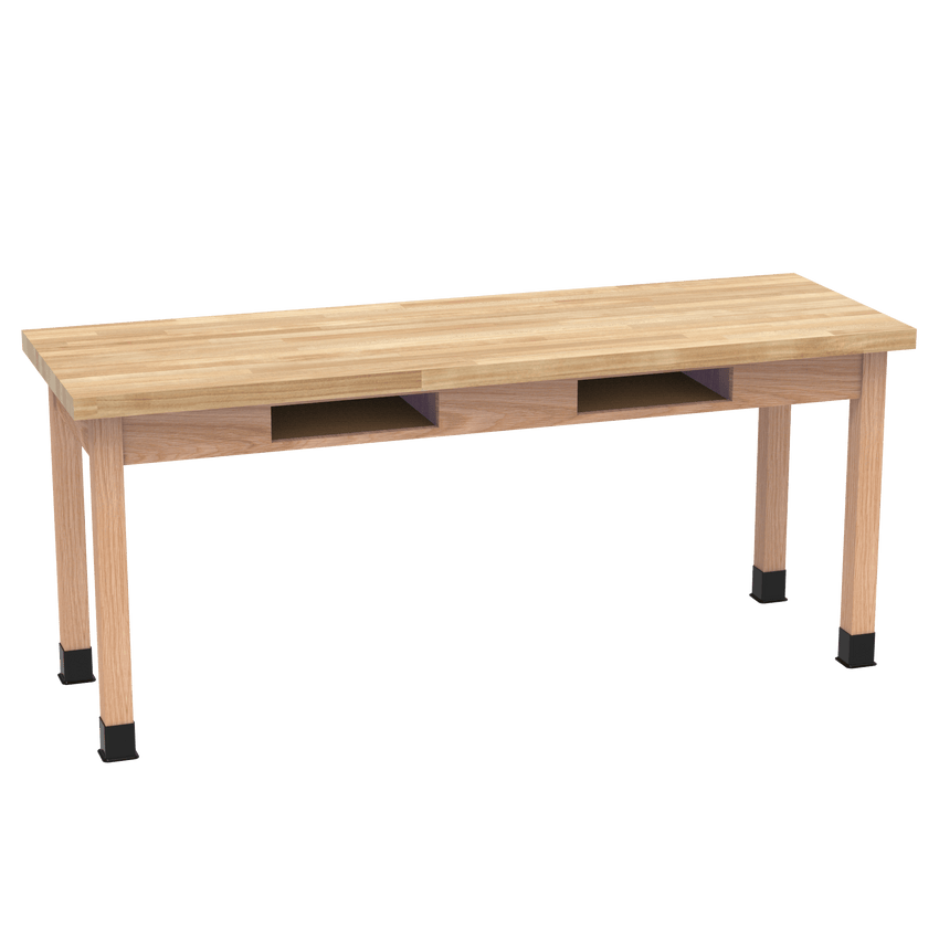 Diversified Woodcrafts Science Table w/ Book Compartment - 72" W x 42" D - Solid Oak Frame and Adjustable Glides - SchoolOutlet