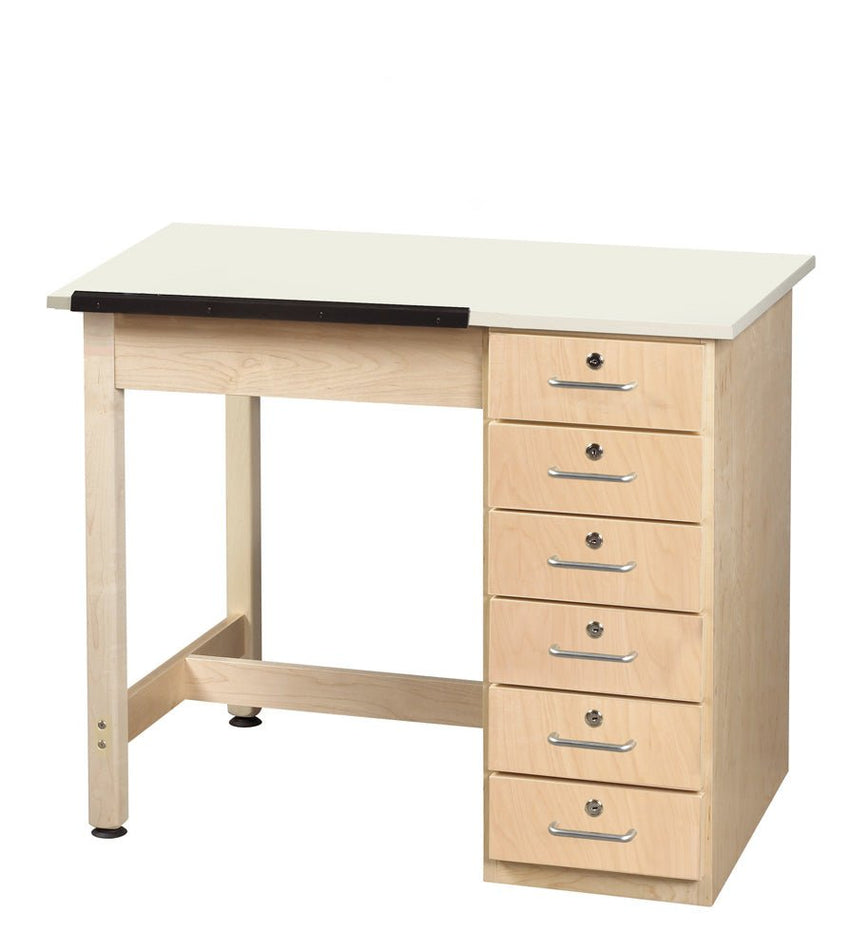 Diversified Woodcrafts Art / Drafting Table w/ 1 Piece & 6 Drawers - 36"W x 24"D (Diversified Woodcrafts DIV-DT-4A) - SchoolOutlet