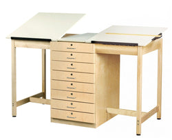 Diversified Woodcrafts 2 Station Art / Drafting Table w/ 8 Drawers - 70"W x 32.5"D (Diversified Woodcrafts DIV-DT-82A)