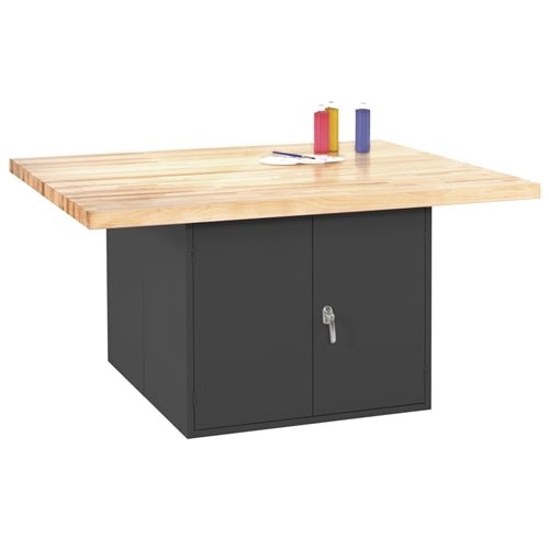 Diversified Woodcrafts 4-Station Workbench with 2 Door units - 64" W x 54" D - SchoolOutlet