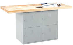 Diversified Woodcrafts 2-Station Workbench with 4 Steel Horizontal Lockers - 64" W x 28" D