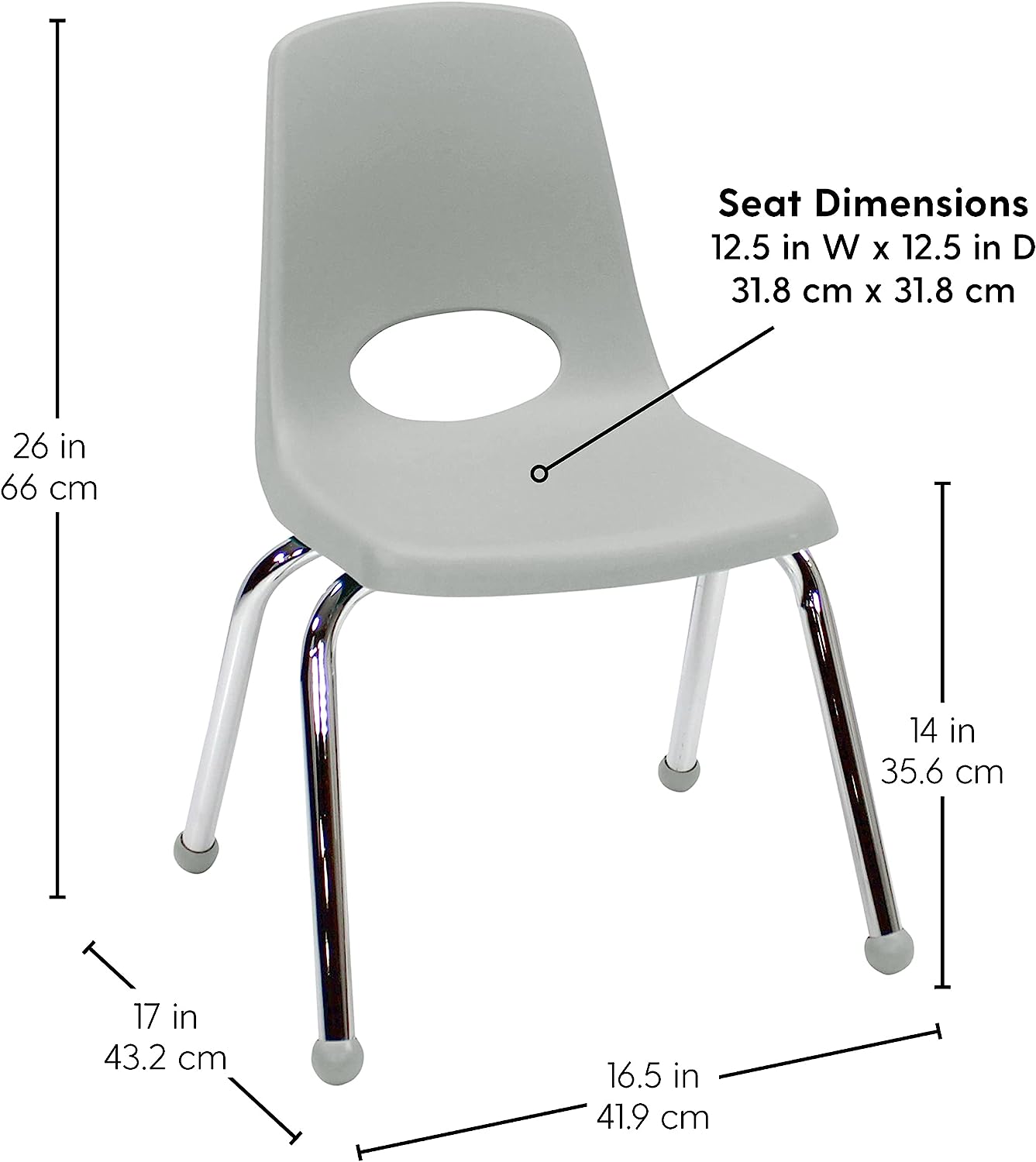 FDP Stackable School Chair, Chrome Legs, Ball Glide - 14" Seat Height (FDP-10363) - SchoolOutlet
