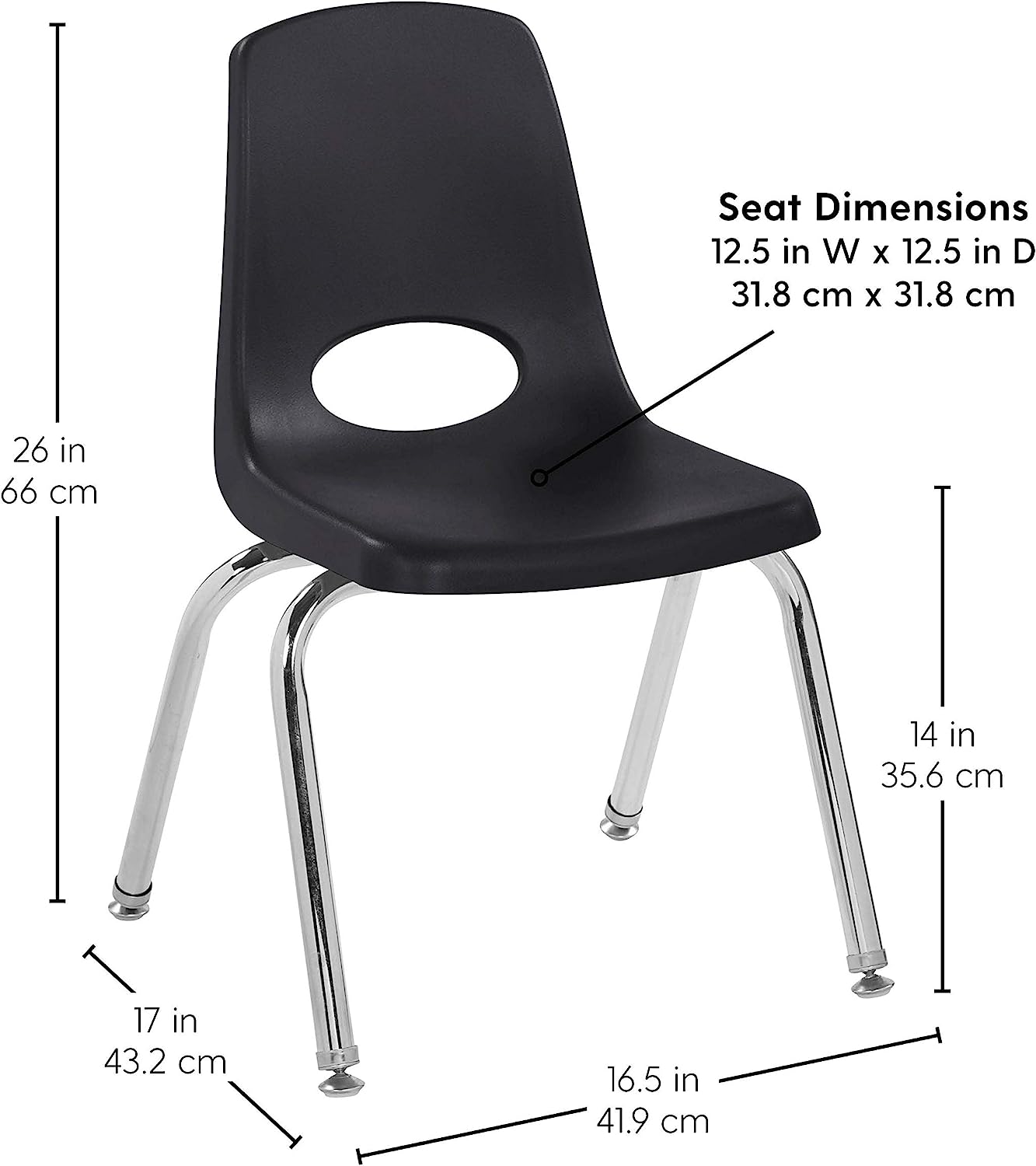 FDP Stackable School Chair, Chrome Legs, Swivel Glide - 14" Seat Height (FDP-10364) - SchoolOutlet