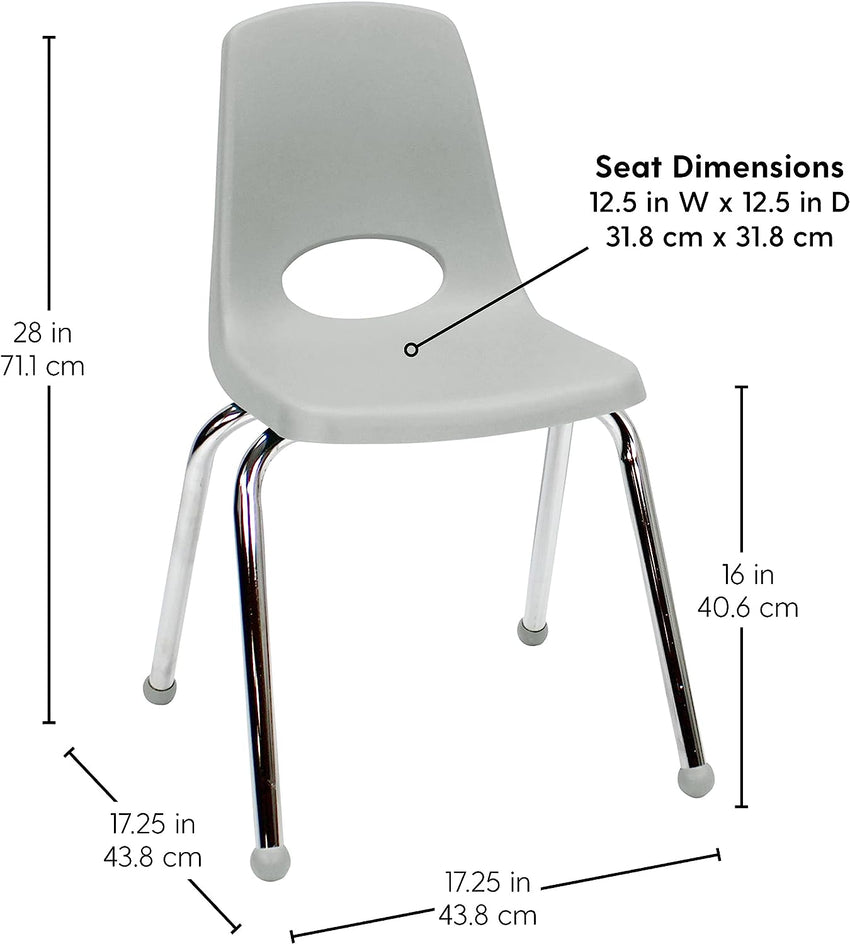 FDP Stackable School Chair, Chrome Legs, Ball Glide - 16" Seat Height (FDP-10367) - SchoolOutlet