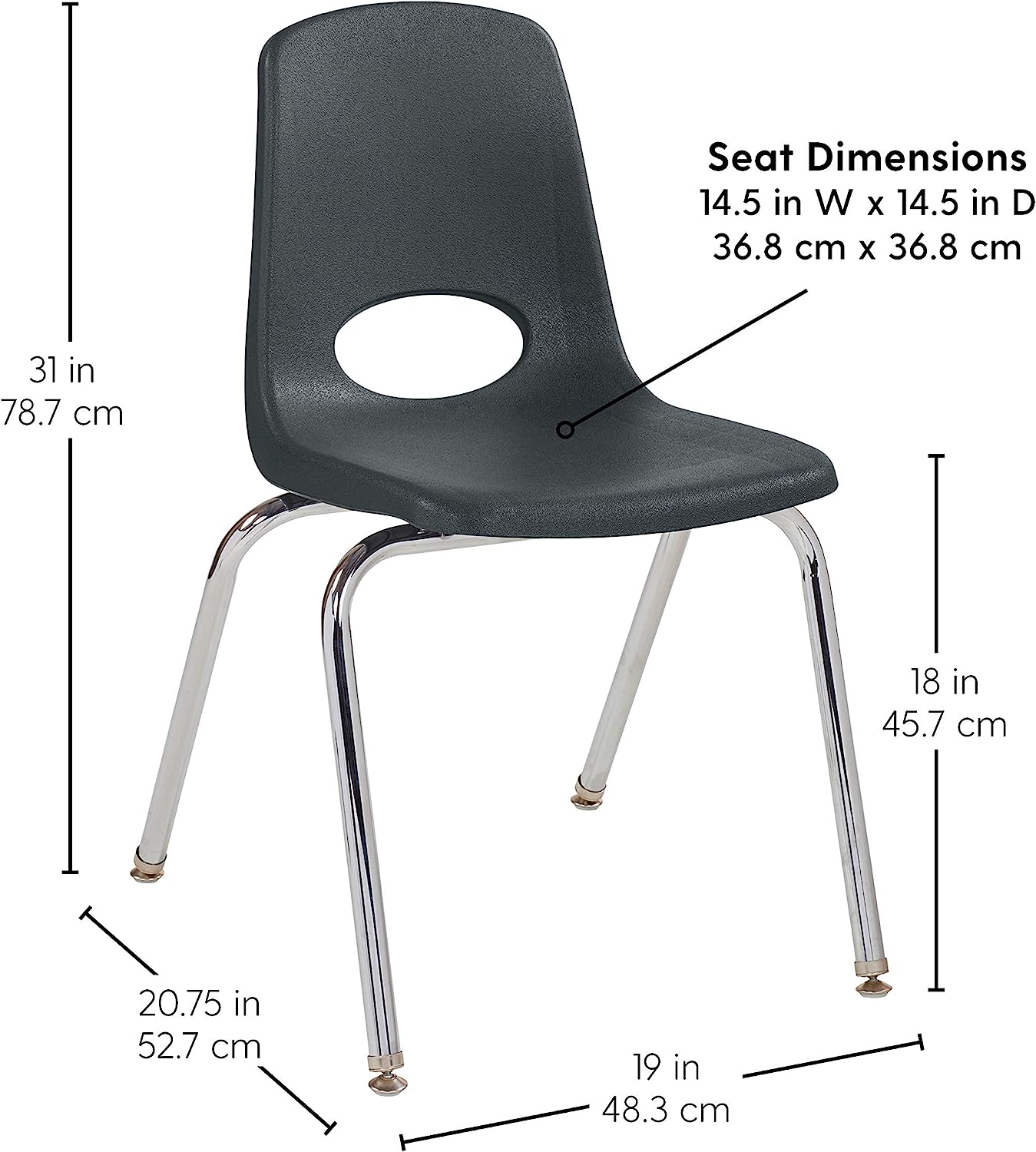 FDP Stackable School Chair, Chrome Legs, Swivel Glide - 18" Seat Height (FDP-10371) - SchoolOutlet