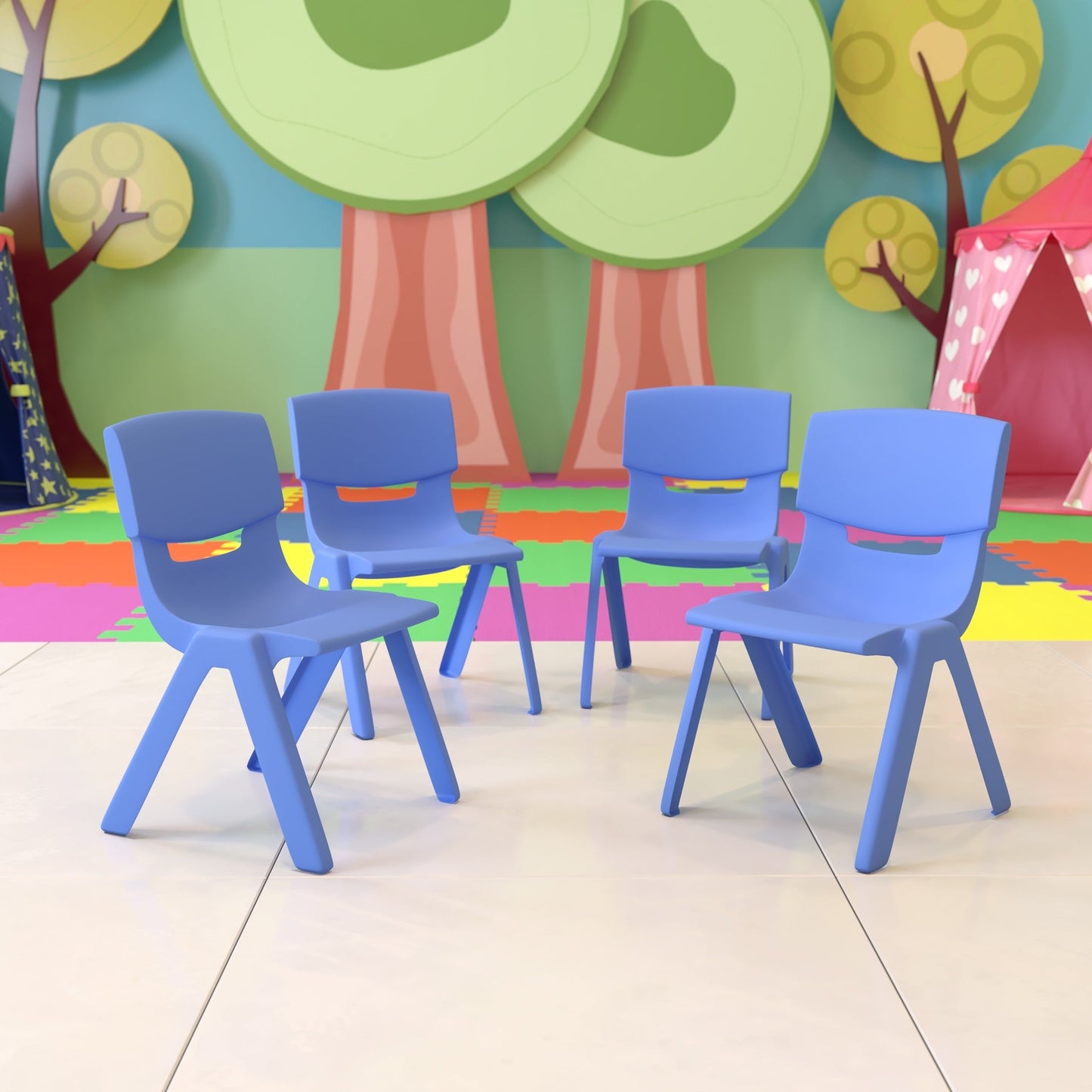 Whitney 4 Pack Plastic Stackable School Chair with 12'' Seat Height - SchoolOutlet