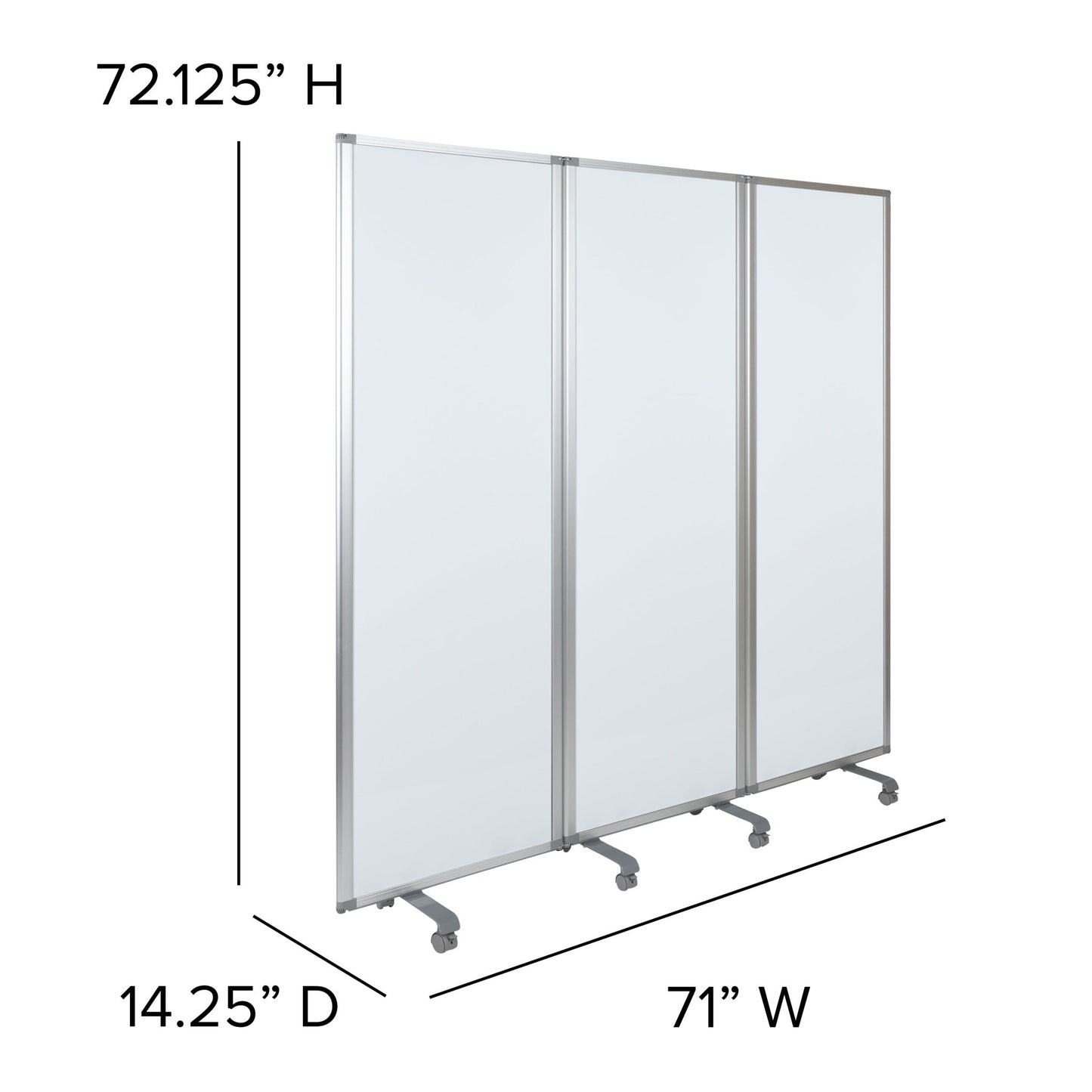 Raisley Mobile Magnetic Whiteboard Partition with Lockable Casters, 72"H x 24"W (3 sections included) - SchoolOutlet