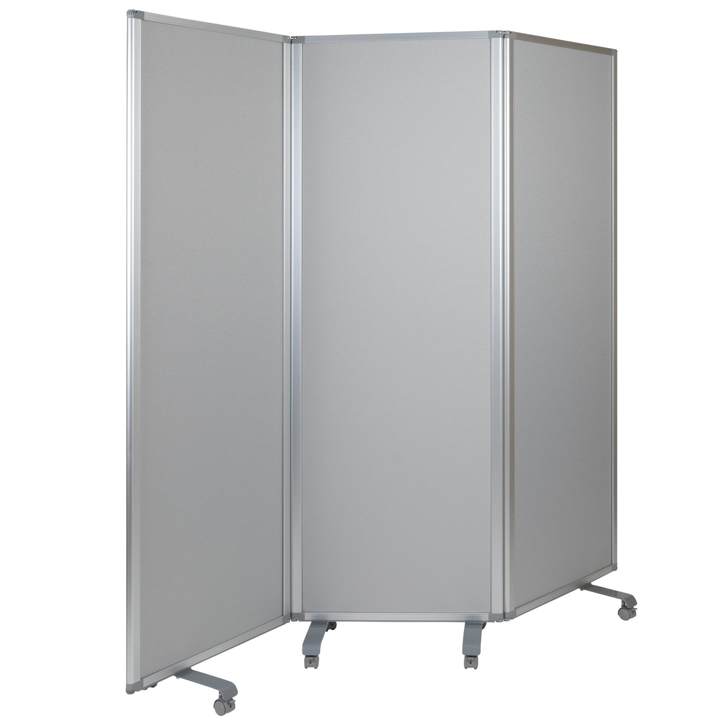Raisley Double Sided Mobile Magnetic Whiteboard/Cloth Partition with Lockable Casters, 72"H x 24"W (3 sections included) - SchoolOutlet