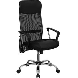 Flash Furniture High Back Black Split Leather Chair with Mesh Back(FLA-BT-905-GG)