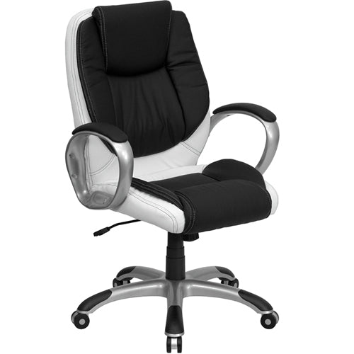 Flash Furniture High Back White Leather Executive Office Chair with Flip-Up Arms(FLA-CH-CX0217M-GG) - SchoolOutlet