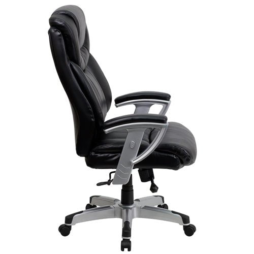 Flash Furniture HERCULES Series Big & Tall Black Leather Office Chair with Arms(FLA-GO-1534-BK-LEA-GG) - SchoolOutlet