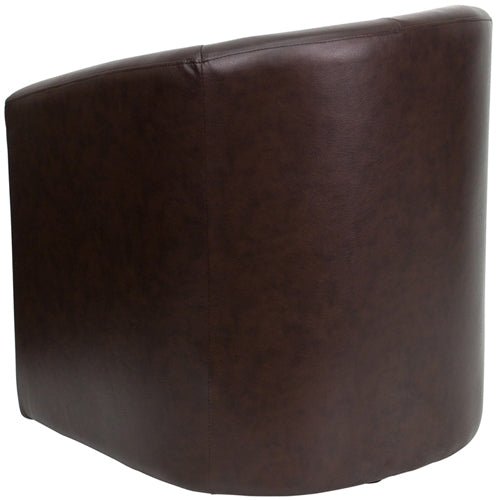 Flash Furniture Brown Leather Barrel-Shaped Guest Chair(FLA-GO-S-03-BN-FULL-GG) - SchoolOutlet