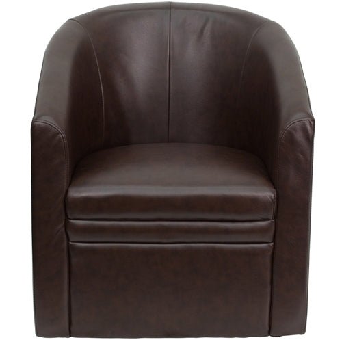 Flash Furniture Brown Leather Barrel-Shaped Guest Chair(FLA-GO-S-03-BN-FULL-GG) - SchoolOutlet