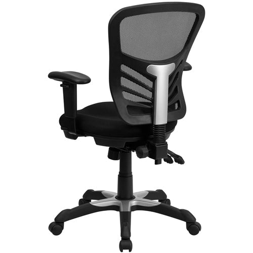 Flash Furniture Mid-Back Black Mesh Chair with Triple Paddle Control(FLA-HL-0001-GG) - SchoolOutlet