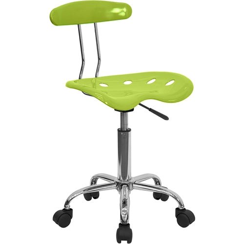 Flash Furniture Vibrant Apple Green and Chrome Computer Task Chair with Tractor Seat(FLA-LF-214-APPLEGREEN-GG) - SchoolOutlet