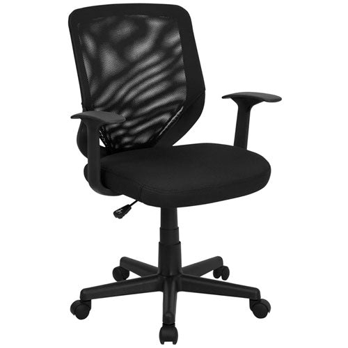Flash Furniture Mid-Back Black Mesh Office Chair with Mesh Fabric Seat(FLA-LF-W-95A-BK-GG) - SchoolOutlet