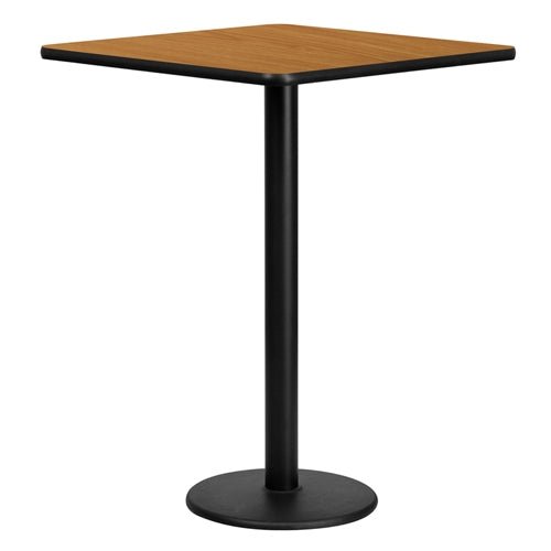 Flash Furniture 30'' Square Natural Laminate Table Set with 4 Ladder Back Metal Bar Stools - Black Vinyl Seat(FLA-MD-0012-GG) - SchoolOutlet