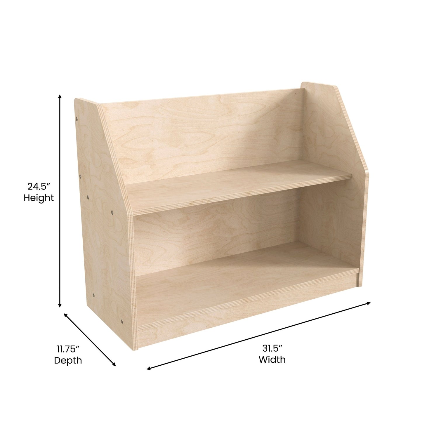 Bright Beginnings Commercial Grade Modular 2 Shelf Wooden Classroom Display Shelf, Natural - SchoolOutlet
