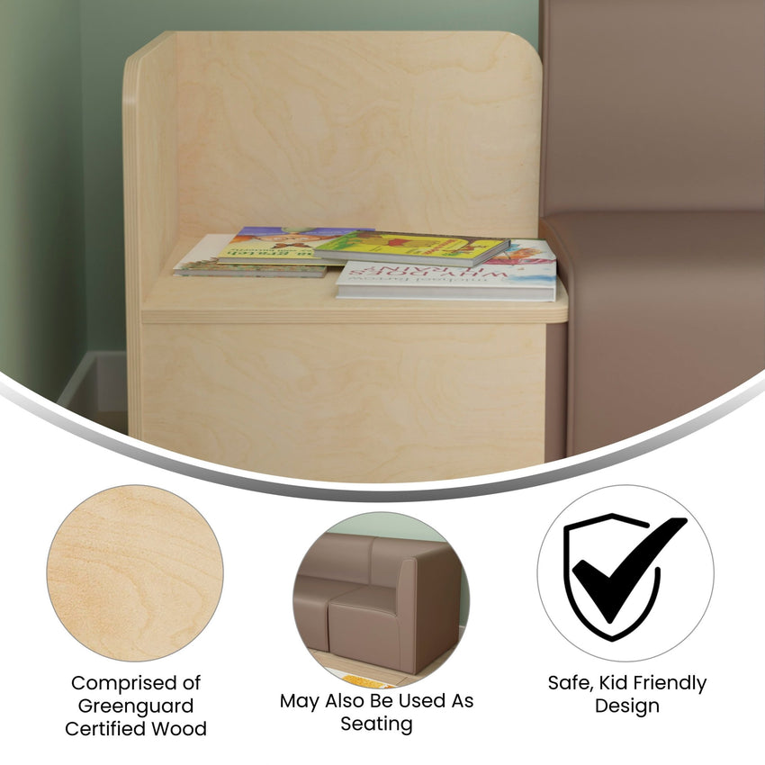 Bright Beginnings Commercial Grade Modular Classroom Seating Wooden Corner Table, Natural - SchoolOutlet