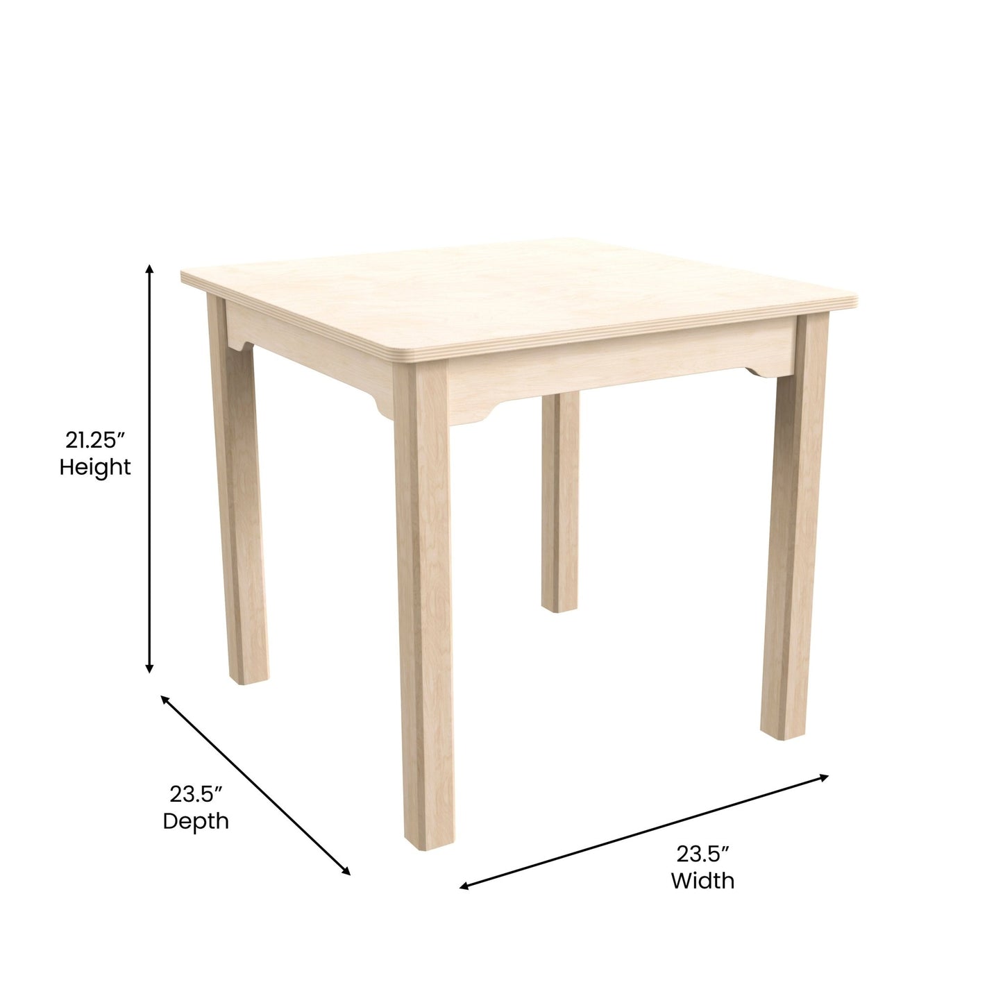 Bright Beginnings Commercial Grade Wooden Square Preschool Classroom Activity Table, (23.5"W x 21.25"H), Beech - SchoolOutlet