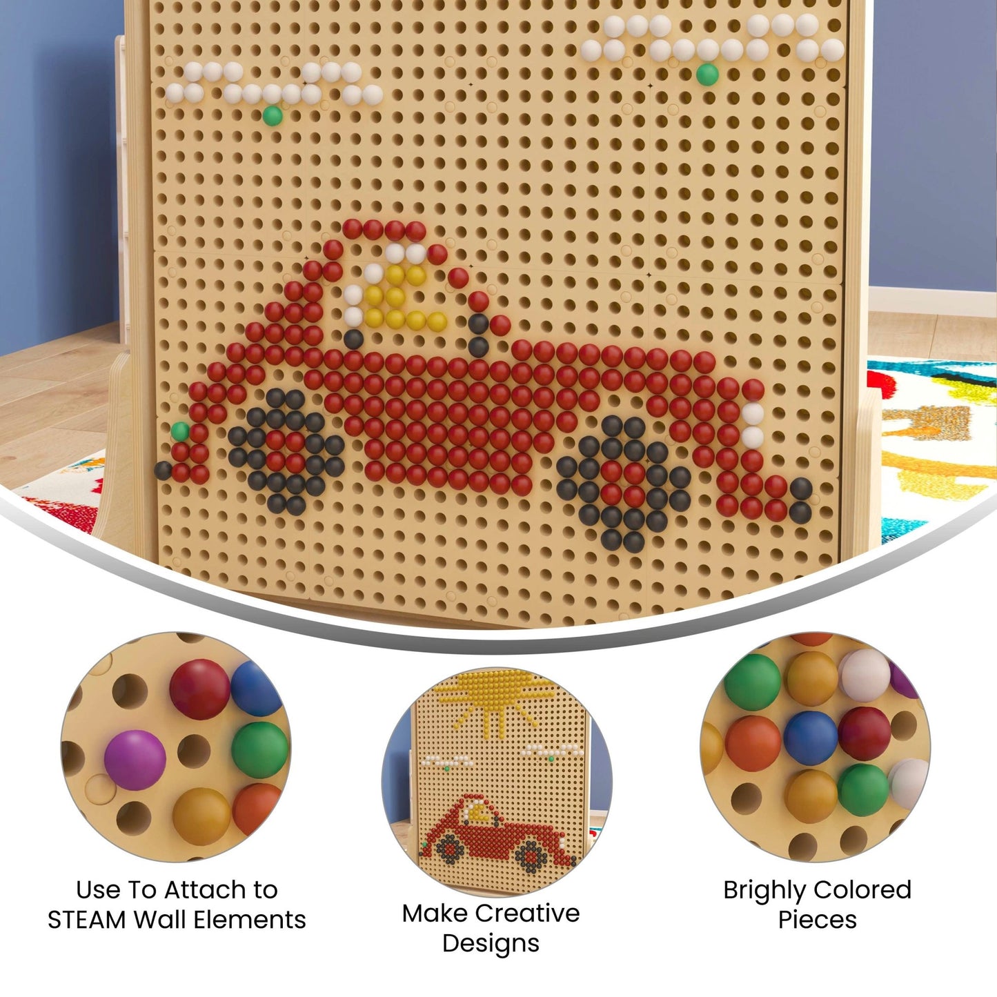 Bright Beginnings Commercial Grade 512 Piece Peg Accessory Pack for Modular STEAM Walls - Multicolor - SchoolOutlet