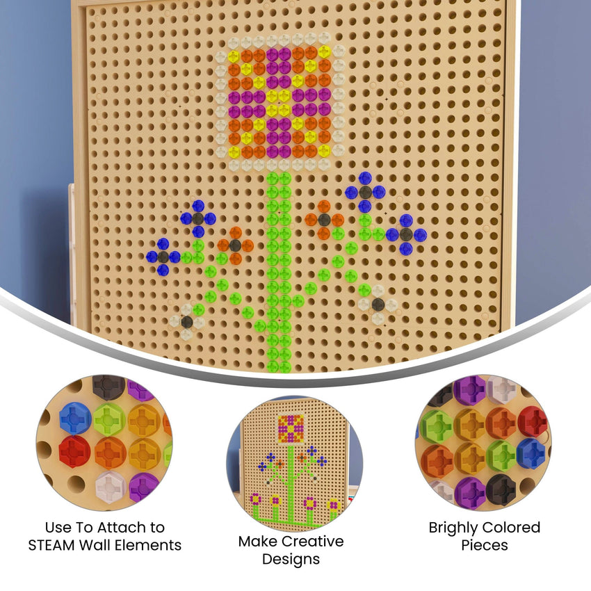 Bright Beginnings Commercial Grade Modular STEAM Wall 512 Piece Multicolor Screw Accessory Pack - SchoolOutlet