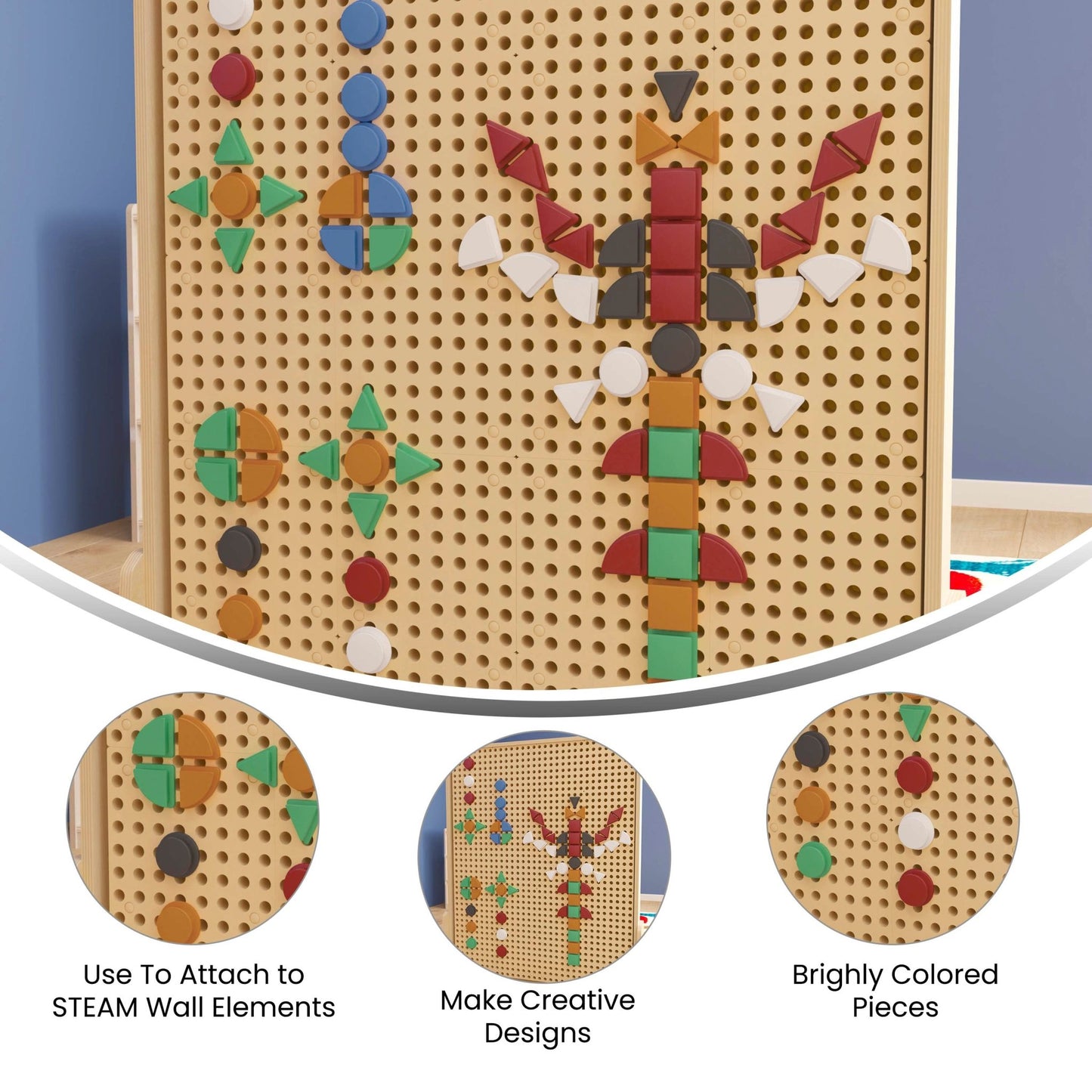 Bright Beginnings Commercial Grade Multicolor 256 Piece Shape Set for Modular STEAM Wall Systems - SchoolOutlet