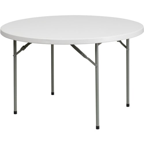 Flash Furniture 48'' Round Granite White Plastic Folding Table(FLA-RB-48R-GG) - SchoolOutlet