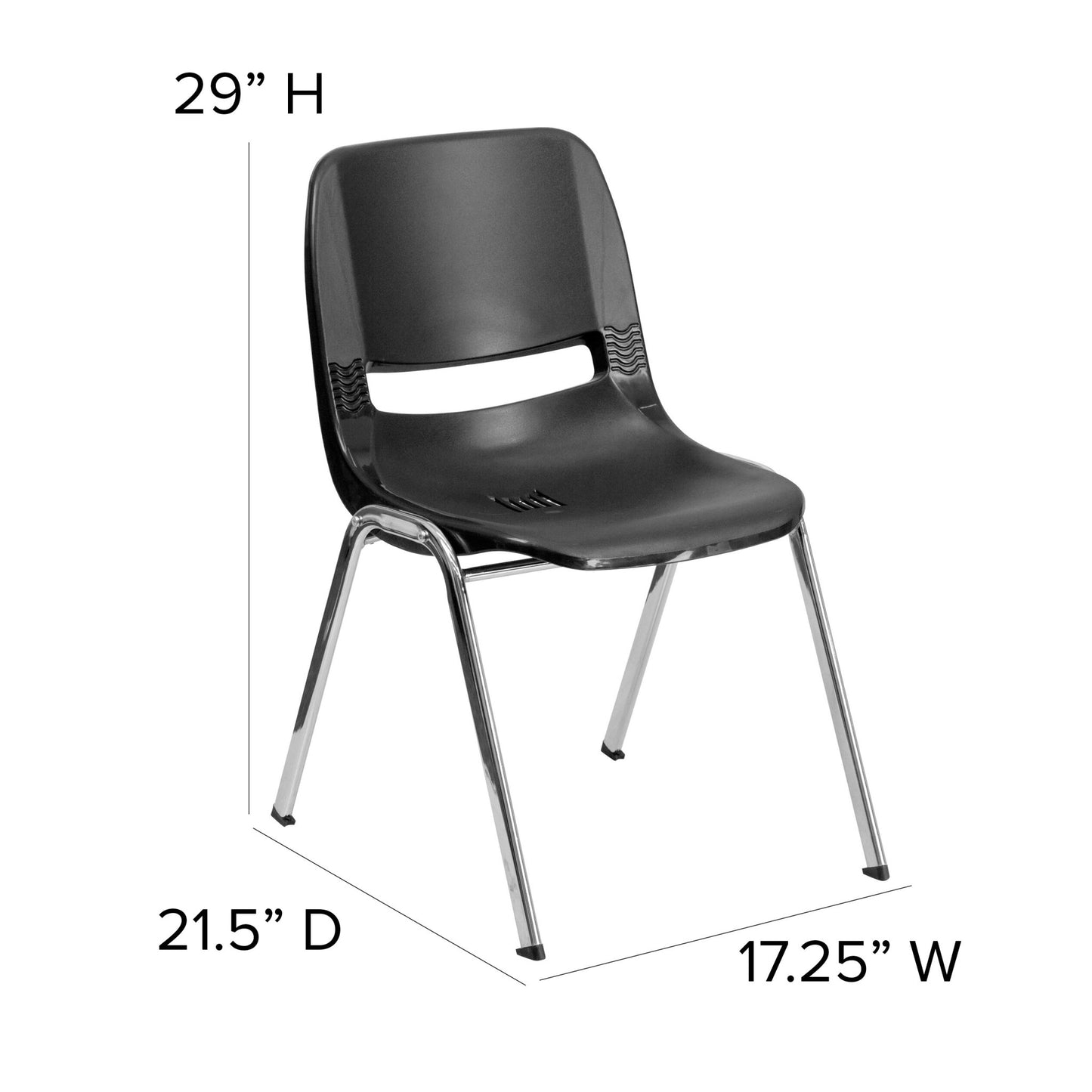 HERCULES Series 661 lb. Capacity Ergonomic Shell Stack Chair with Frame and 16'' Seat Height - SchoolOutlet