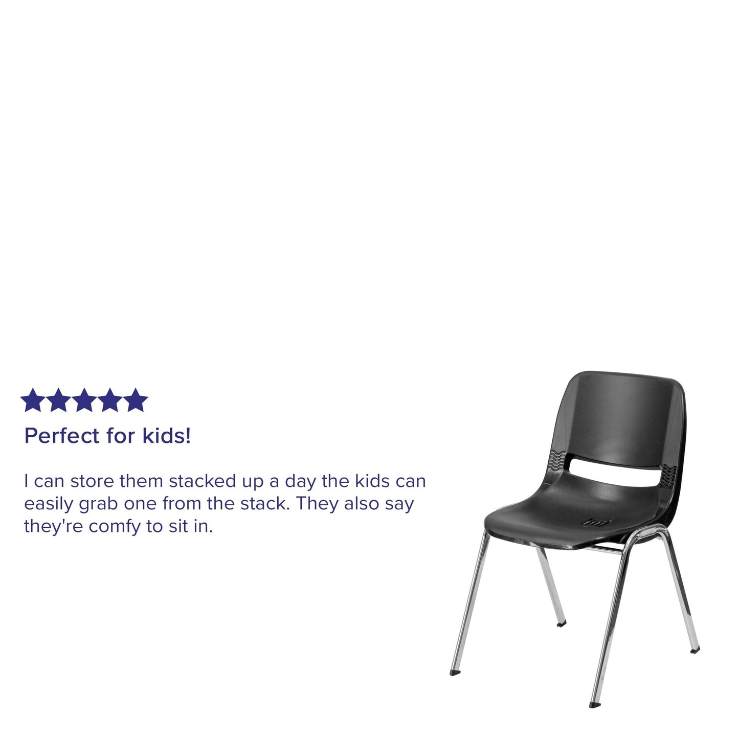 HERCULES Series 880 lb. Capacity Ergonomic Shell Stack Chair with Frame and 18'' Seat Height - SchoolOutlet